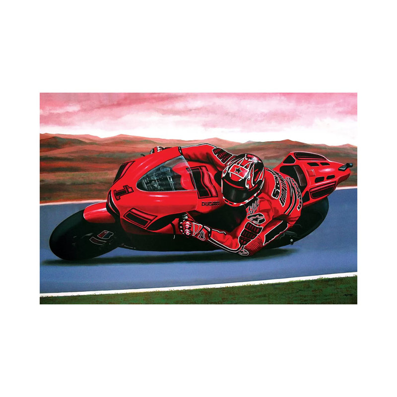 Casey Stoner On Ducati by Paul Meijering - Painting on Canvas, Wrapped Canvas, 66.04 cm H x 45.72 cm W x 1.91 cm D