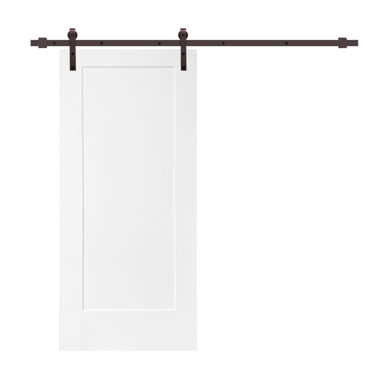 Porte de grange lambrissée en bois et métal apprêté avec trousse de quincaillerie d'installation, H 80 po x l 30 po 