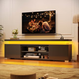 TV Stand for TVs up to 65", Entertainment Center with Storage, RGB LED Lights and 4 AC Outlets