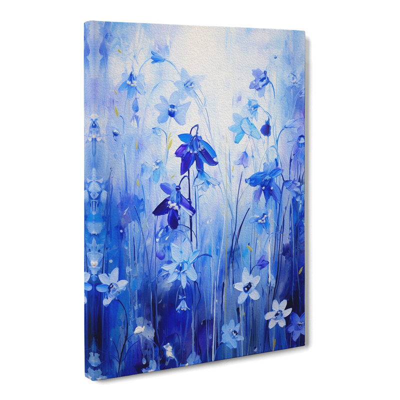 Bluebell Flower Action Painting No.3 - Wrapped Canvas Print, 50cm H x 35cm W x 3cm D