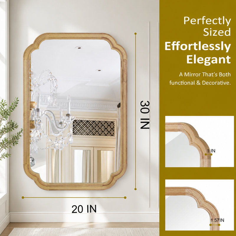 Solid Wood Frame Mirror, Natural Wood