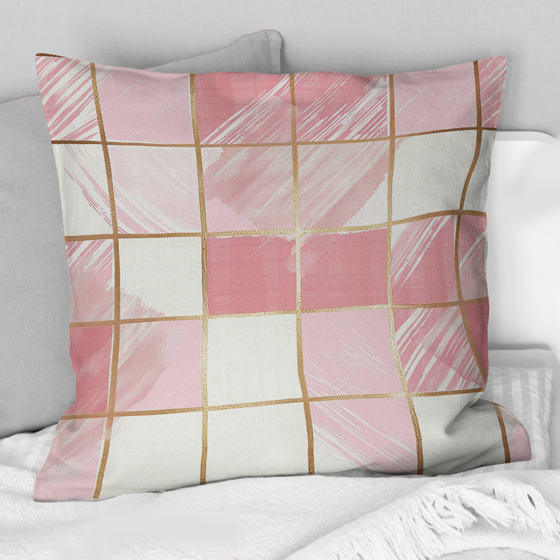 Coussin décoratif rose beige Midcentury III - Glam, H 16 po x l 16 po
