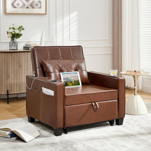Sofa Bed Convertible 3 in 1 Sleeper Chair Bed with Adjustable Backrest Pull Out Sofa Single Sofa Bed Chairs for Small Space Living Room
