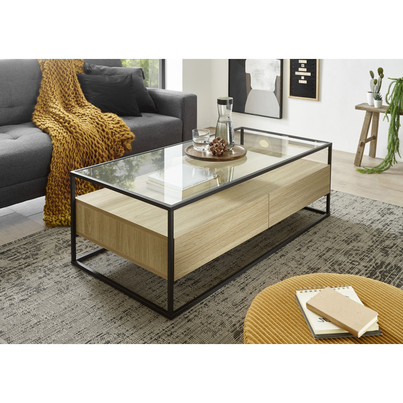 Frame Coffee Table with Storage, Brown