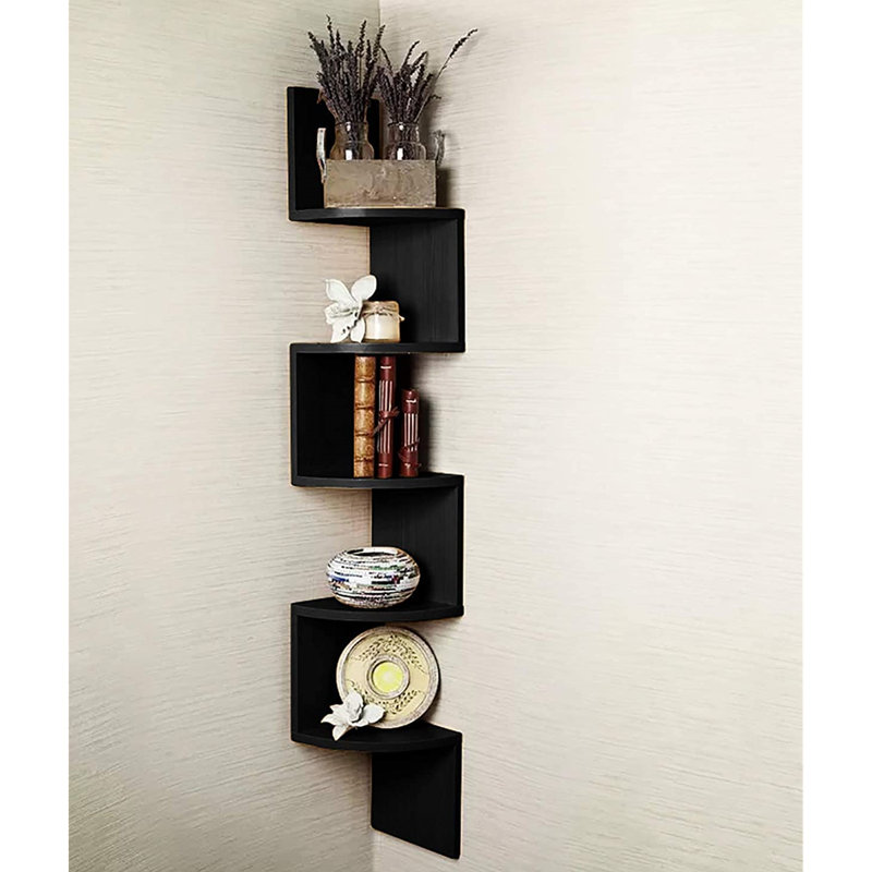 127.5cm H x 20cm W Corner Bookcase, Black