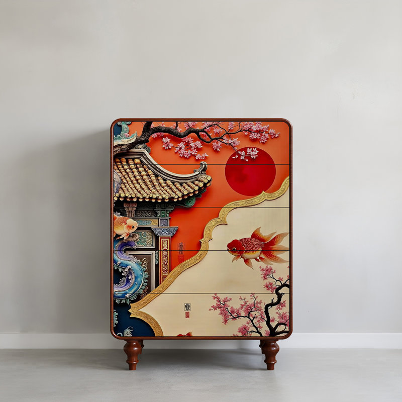 Five drawers storage art decorative cabinet
