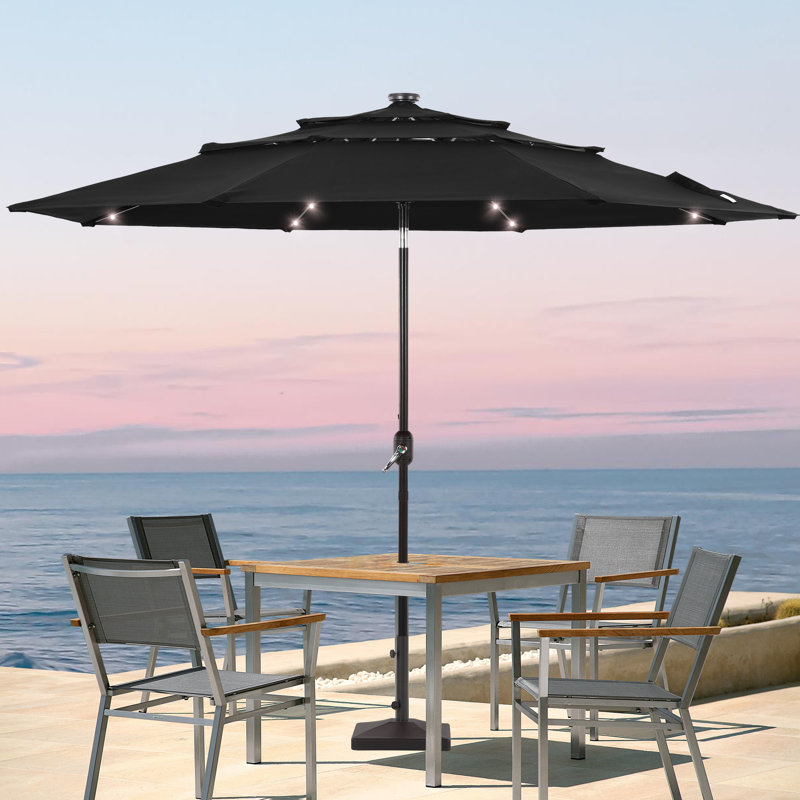 Parasol de marché lumineux 120,1 po Rudalph, Noir