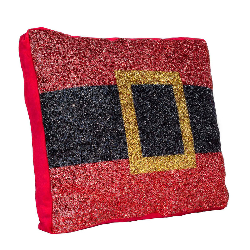 Coussin Sparkles Home | Velours rouge | Strass | Décoration des Fêtes 16 po x 14 po