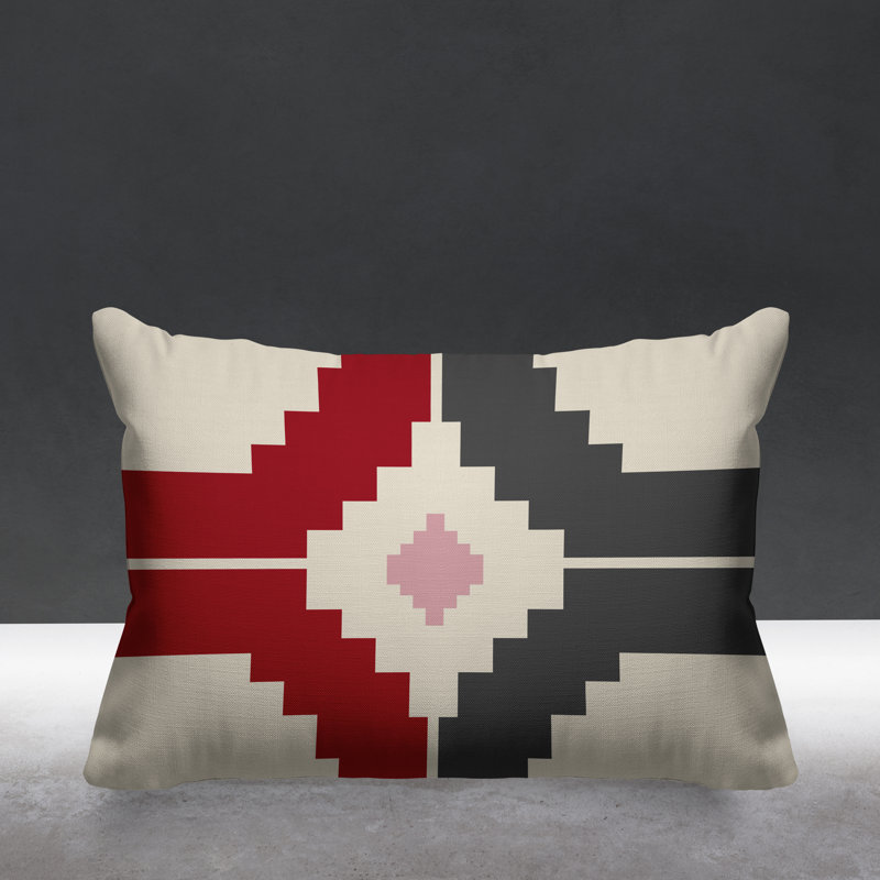 Coussin intérieur / extérieur Kele Southwestern, Rouge