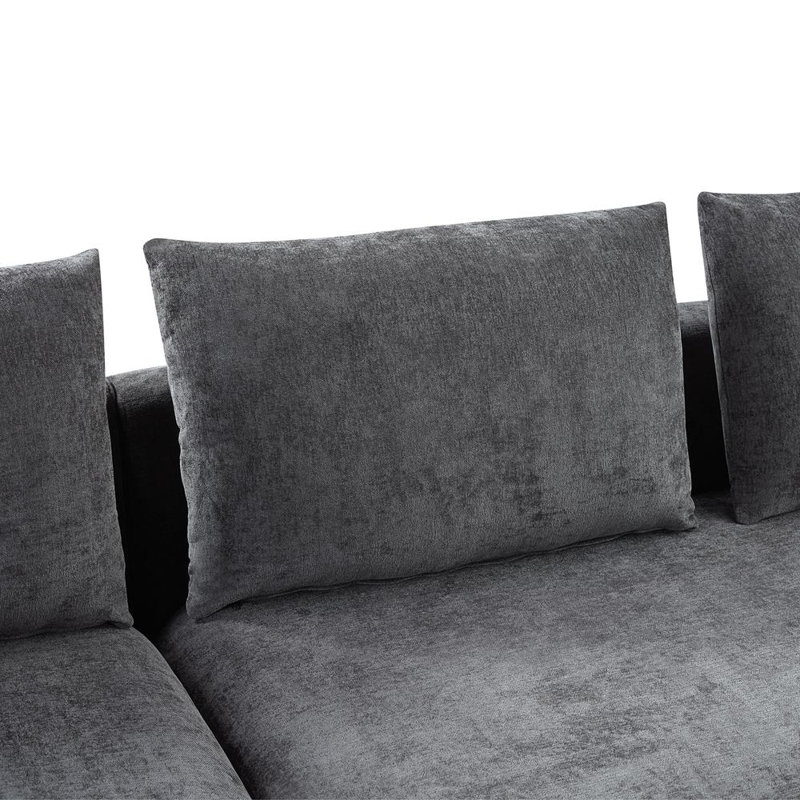 Canapé modulaire convertible en L 94 po, Gris