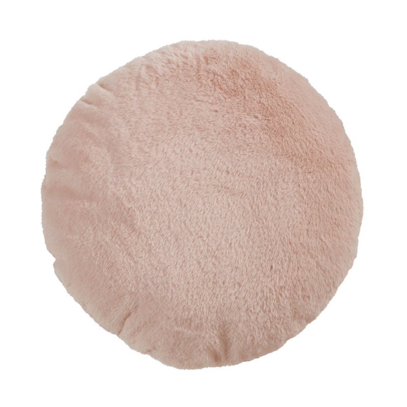 Faux Rabbit Fur Collection Reversible Throw Pillow, Beige