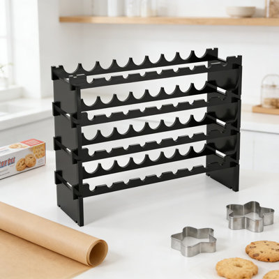 Support à vin empilable en bois pour 36 bouteilles - Support de rangement modulaire autoportant pour armoire, bar, garde-manger et cave