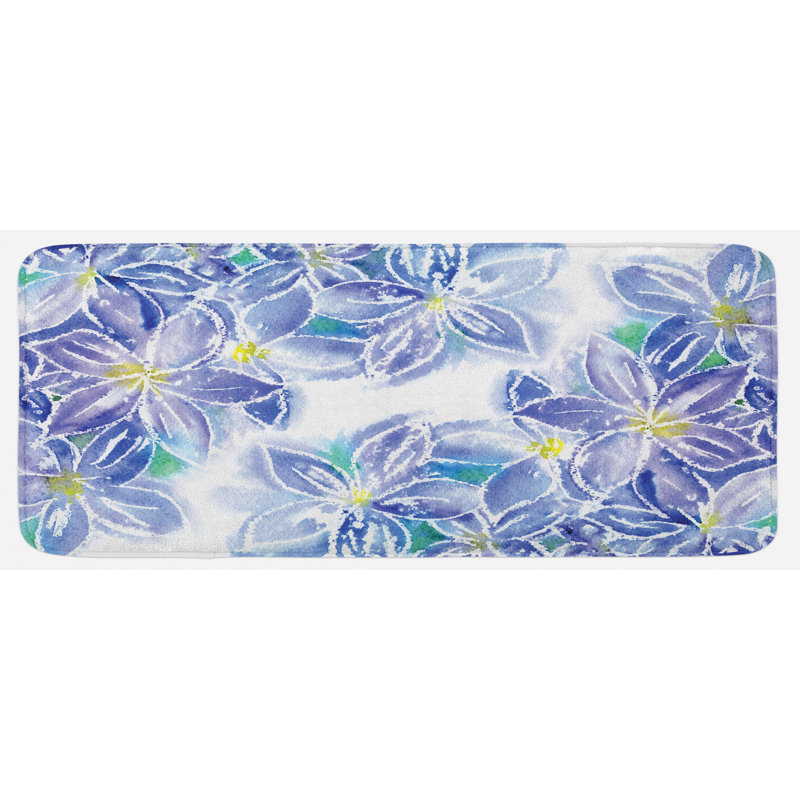 Tapis de cuisine à fleur aquarelle