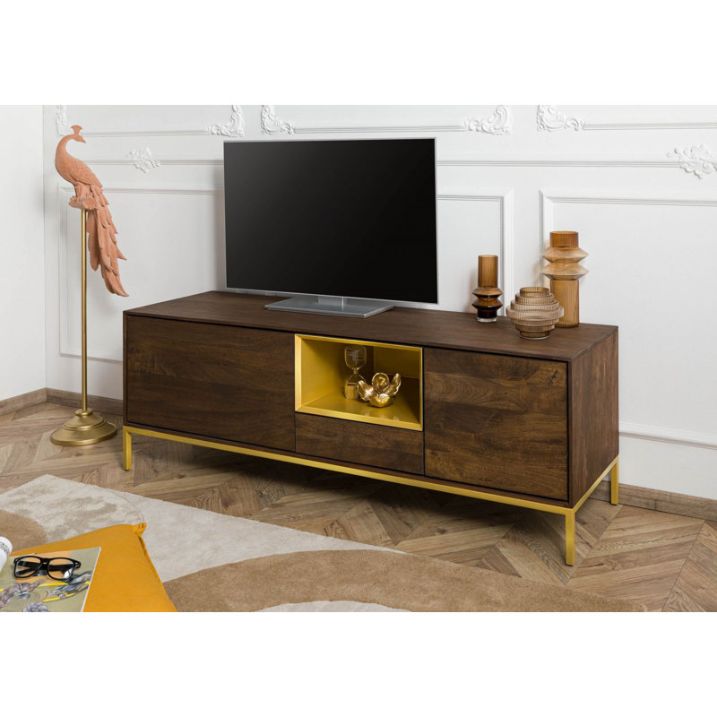 Chicago Unfinished TV Stand, Brown, white and pink
