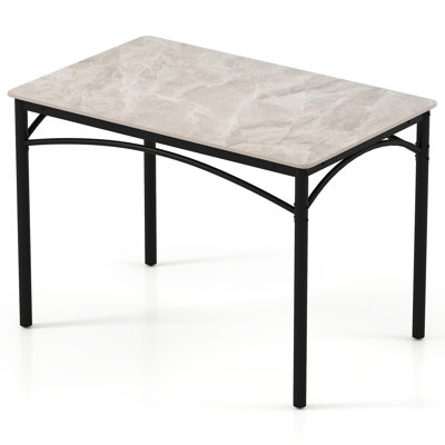 43'' Modern Dining Table for 4 w/Large Faux Marble Tabletop Adjustable Foot Pads