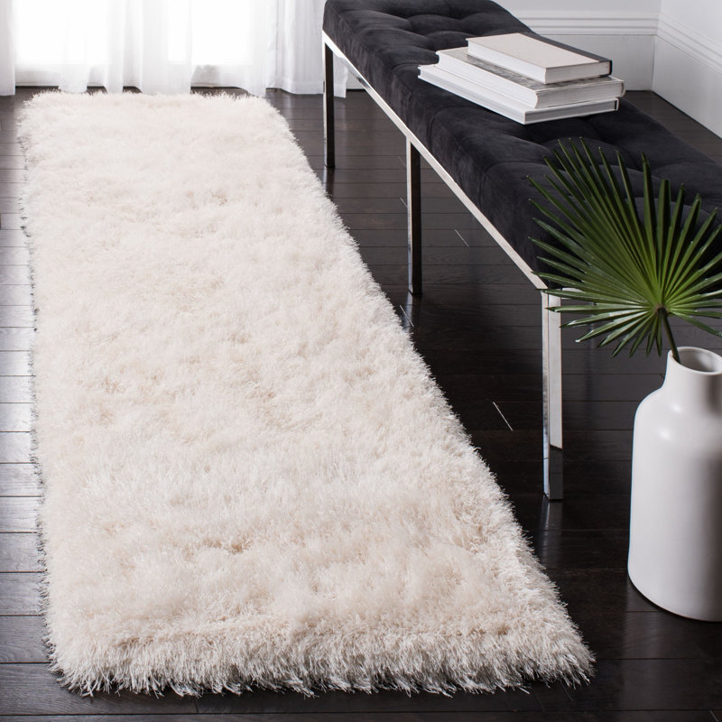 Etelvina Shag Hand Tufted Performance Solid Color Rug, Runner 2'3" x 8'
