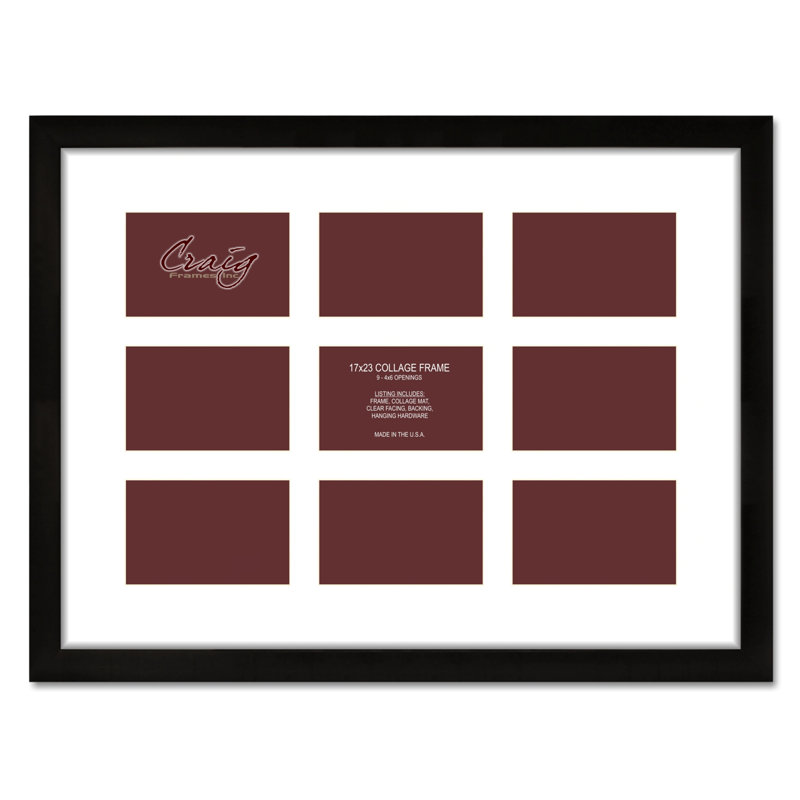 Black Matte Picture Frame with Mat, 4" x 6", 14" x 20"