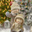 Enfants jouant dans la neige, ensemble de 2 figurines