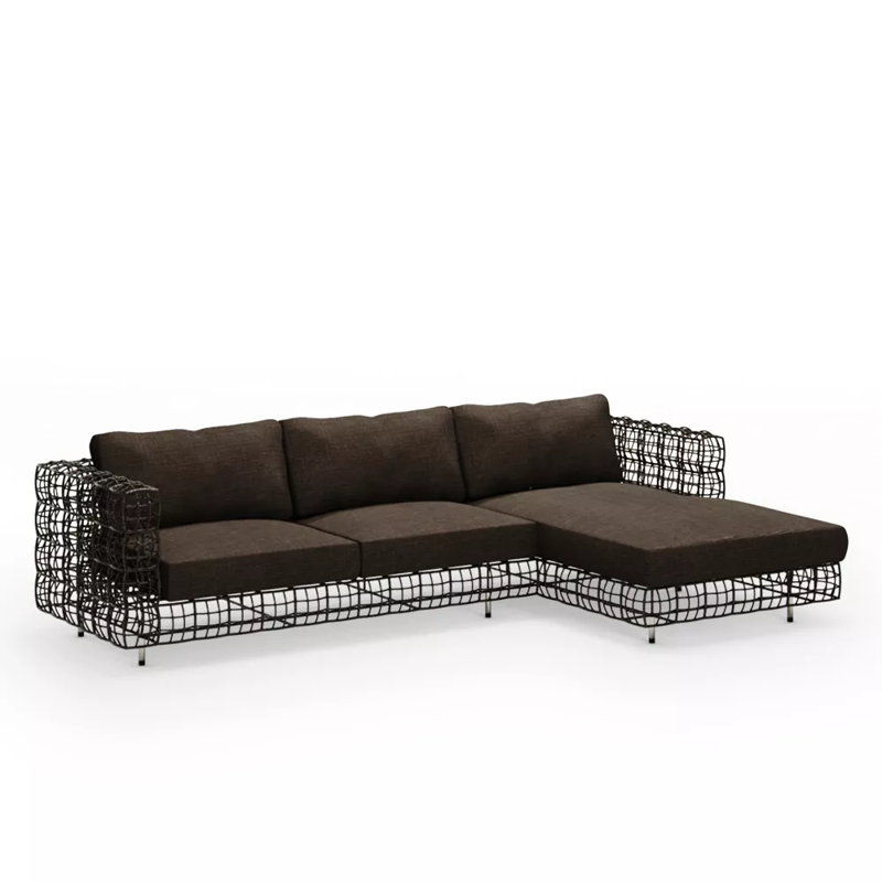 Yin & Yang Sofa & Chaise, Linen Chocolate, Brown