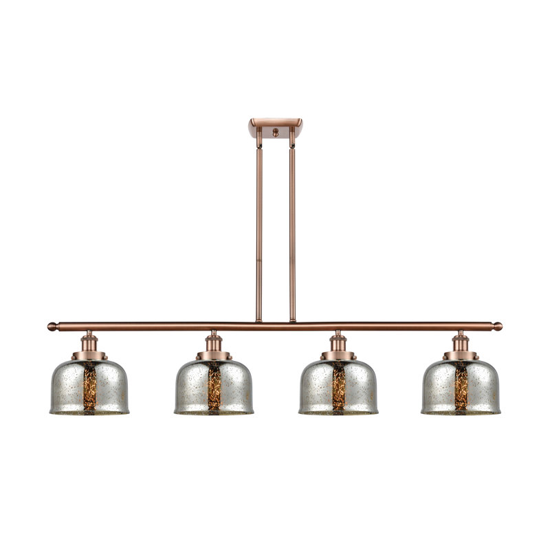 Luminaire suspendu linéaire à 4 lumières pour îlot de cuisine Haruki, Cuivre antique, Ampoule non incluse