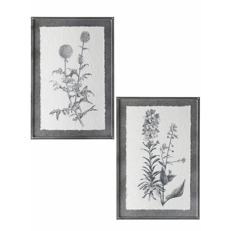 Ensemble de 2 peintures encadrées sur métal