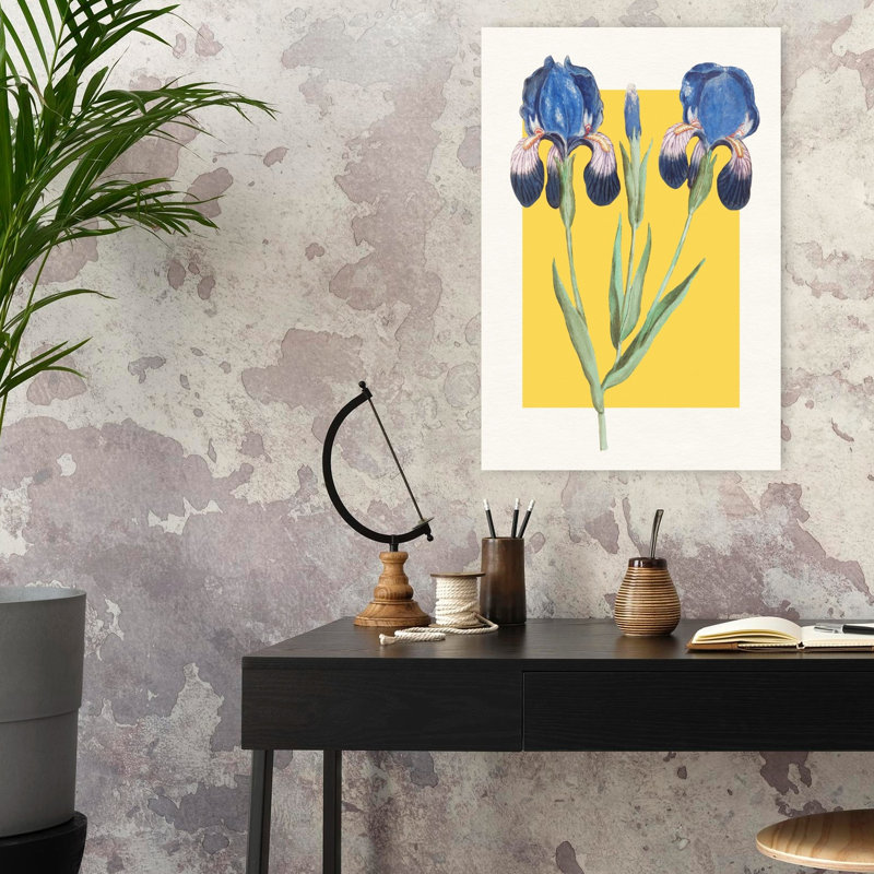 «Blue Iris» botanique classique délicat vibrant violet fleur nature, H 24 po x l 16 po