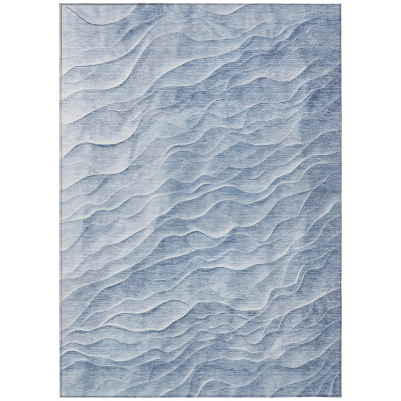 Geodari Blue Washable Indoor-Outdoor Rug - LOOMLAN, 5' x 7'6"
