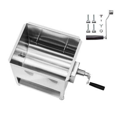 Manual Meat Mixer, 30L Fixed Tank Meat Processing Equipment(Mixing Max 60LBS for Meat), Stainless Steel Meat Mixer, Sausage Mixer Machine with Lid Handle Gear Reducer, Ground Beef Hand Mixer