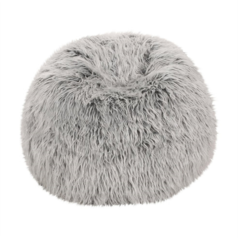 Hawley Silver Gray Faux Fur 3-Foot Bean Bag, Gray