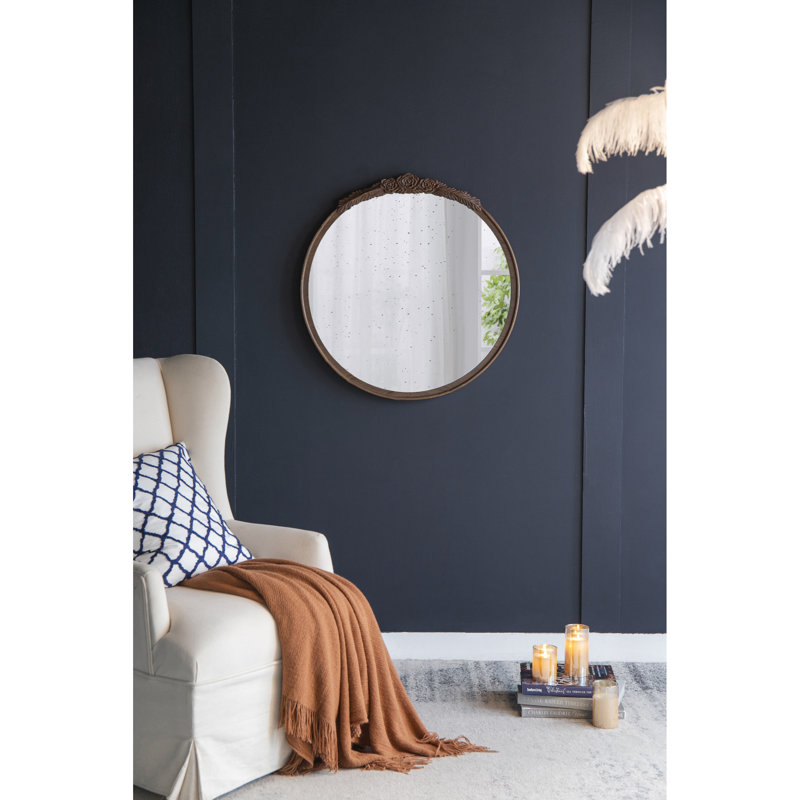 Cadre de miroir antique 30 po, Brun