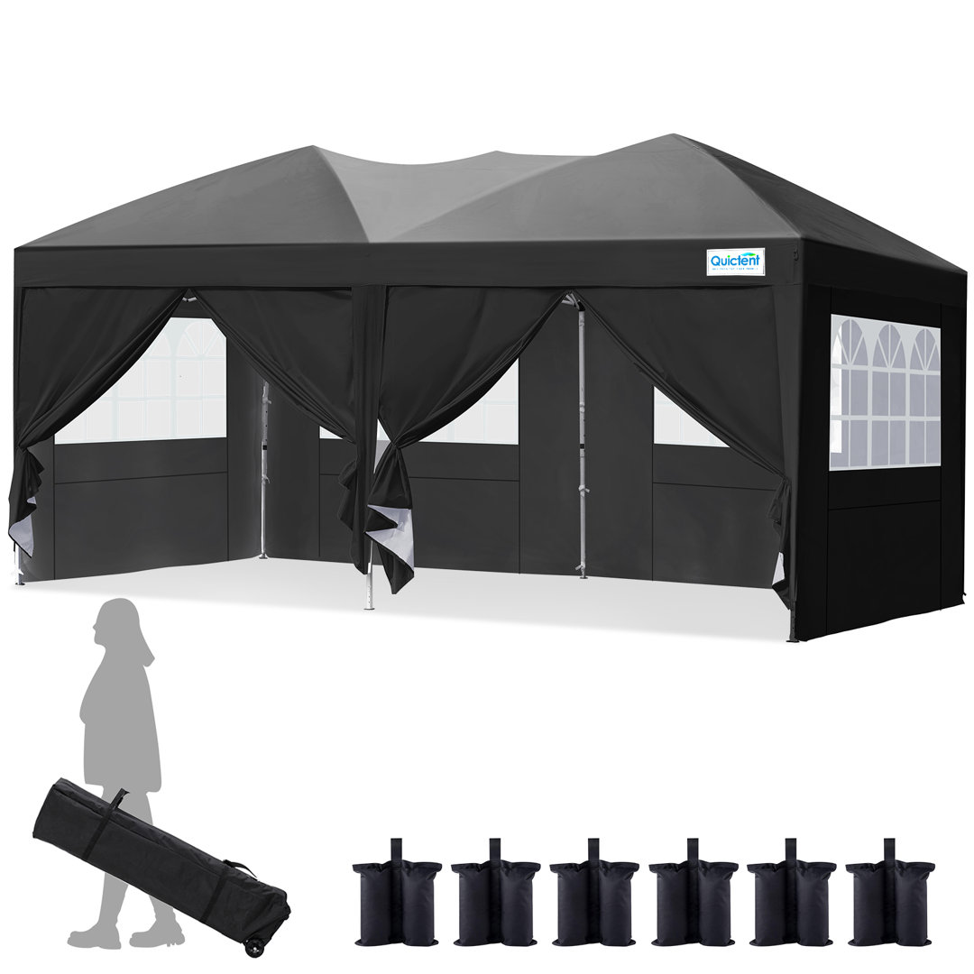 3x6m (10x20ft) Pop Up Canopy Gazebo with Removable Sidewalls, Adjustable Height Event Shelter
