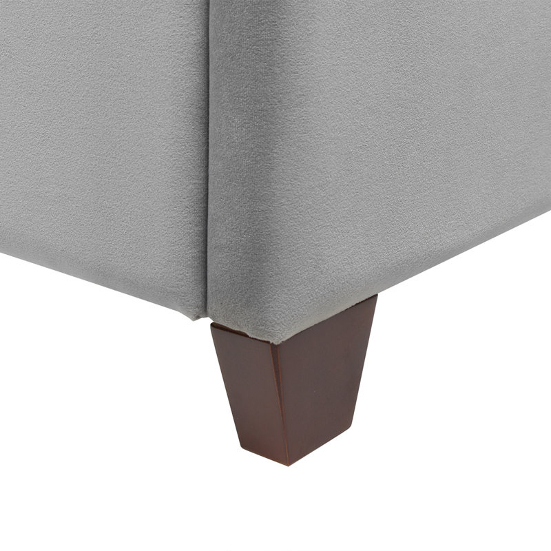 Lit plateforme tapissier très grand Naveen, Velours gris opale