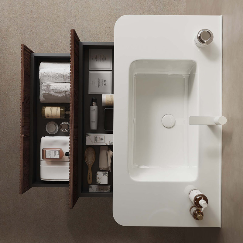 Meuble-lavabo rétro 36 "en noyer avec lavabo