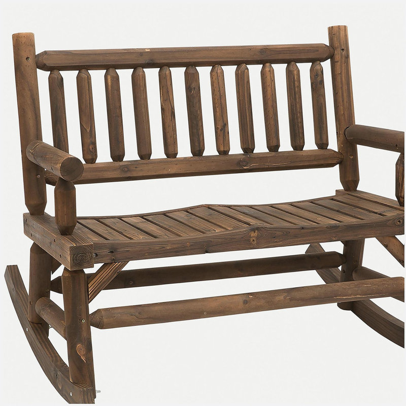 Chaise berçante en bois pour 2 personnes Outsunny, Noyer