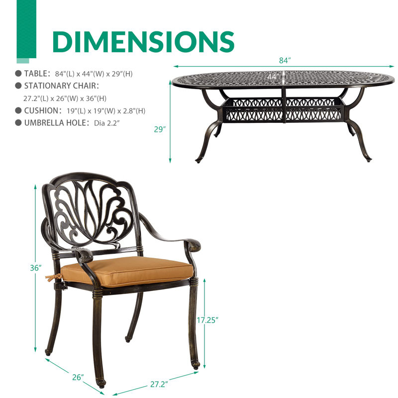 8 - Person Patio Dining Set with Oval Table , Cushions Included