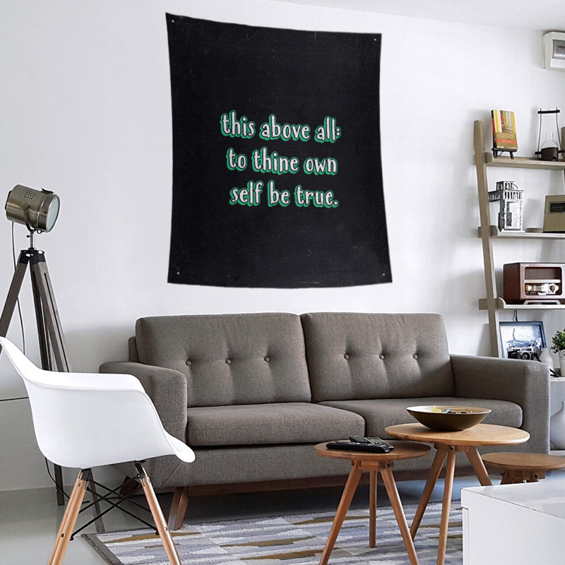 Tapisserie tableau noir en polyester, citation shakespeare, H 60 po x l 51 po, Vert