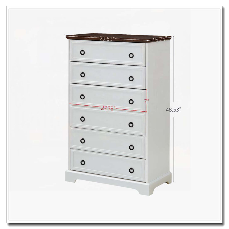 Commode 6 tiroirs Acceent, Blanc