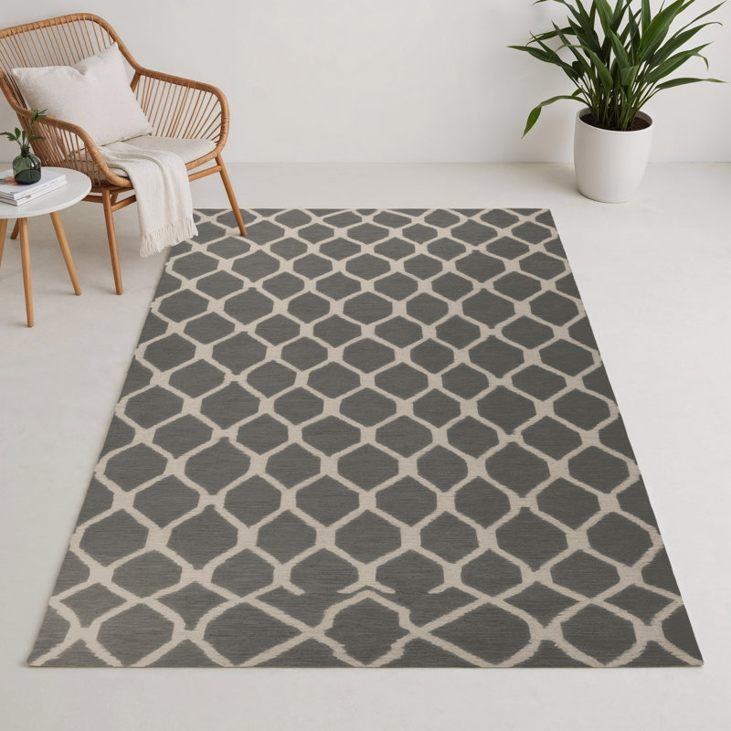 Tapis gris intérieur et extérieur Trellis, Rectangle 5 pi x 7 pi