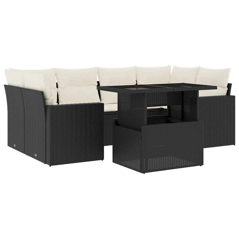 Ensemble de conversation pour canapé d'extérieur noir et blanc crème