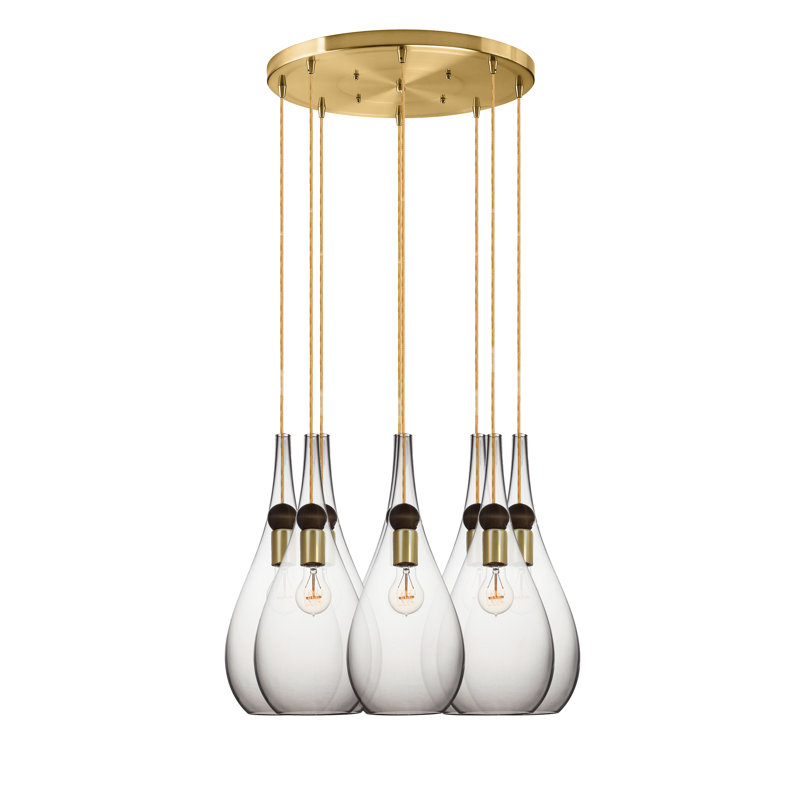 Earth 8 - Light Chandelier, 36" H x 18" W x 18" D, Clear Glass, Gold/Black