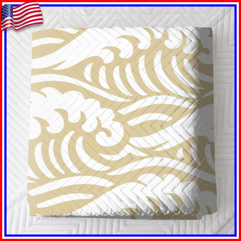 Beige Ocean Waves Quilted Bedspread All Sizes, King