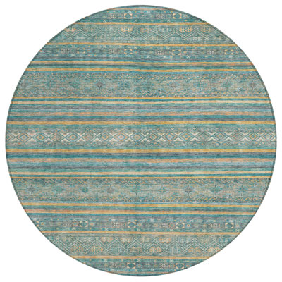 Ysadora Teal Washable Indoor-Outdoor Rug - LOOMLAN