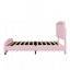 Lit plateforme simple tapissier avec tête de lit courbée et à hauteur ajustable, bandes lumineuses à DEL, rose-589601553