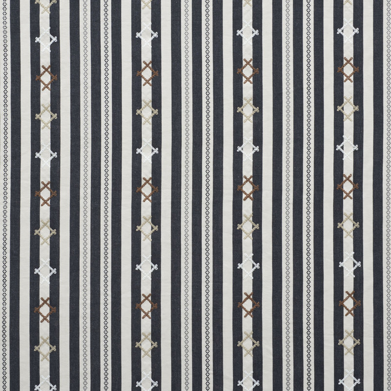 Rhodes Stripe Fabric, Black