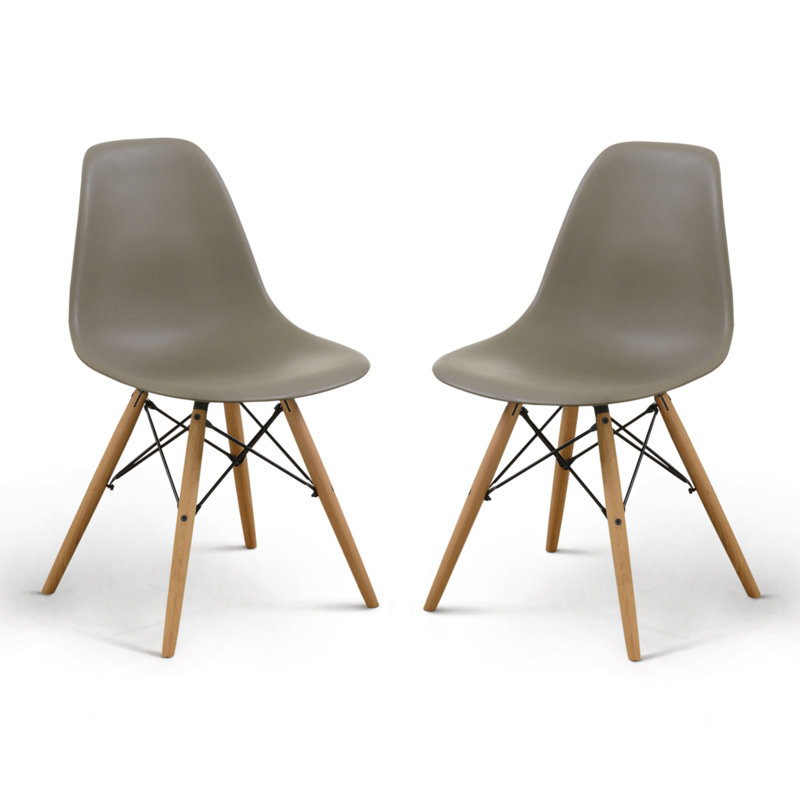 Averna Modern Side Chair with Wood Legs, Light Brown