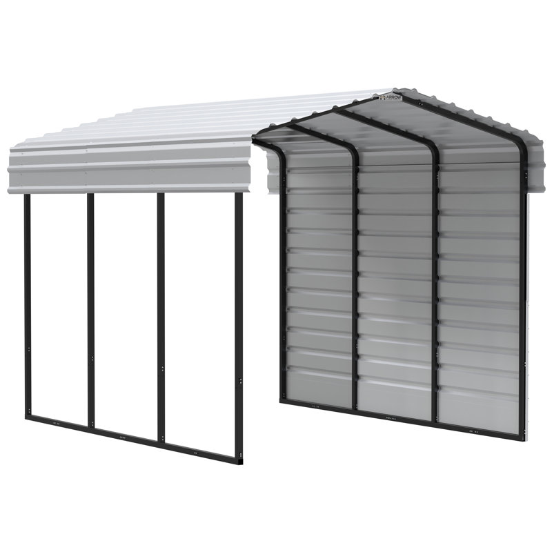 Eggshell 10' x 15' Steel Carport Kit with Enclosure