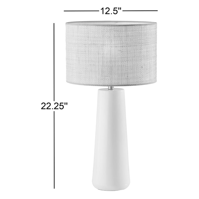 Piazza Ceramic Table Lamp, Black, Natural Rattan w. Black Trim, 30''H x 16''W x 16''D