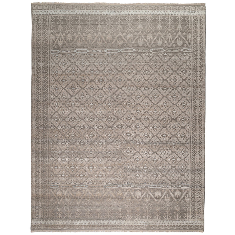 Burrton Hand Knotted Geometric Indoor Rug, Rectangle 2' x 3'