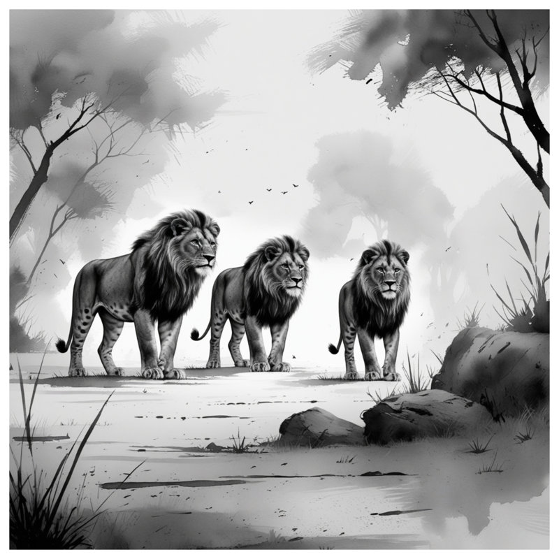 Coussins décoratifs Three Lions, 14 X 14 pouces