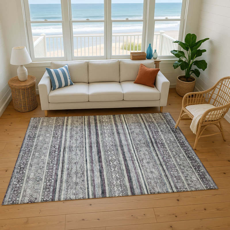Premium Machine Washable Lampkins AMF1644 Stripes Rug, Rectangle 8' x 10'